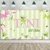 Tiamon a Tini Bit Older Party Decorations Martini Bow Birthday Backdrop Banner Large Fabric Green Pink Martini Bar Birthday Photo Backdrop for