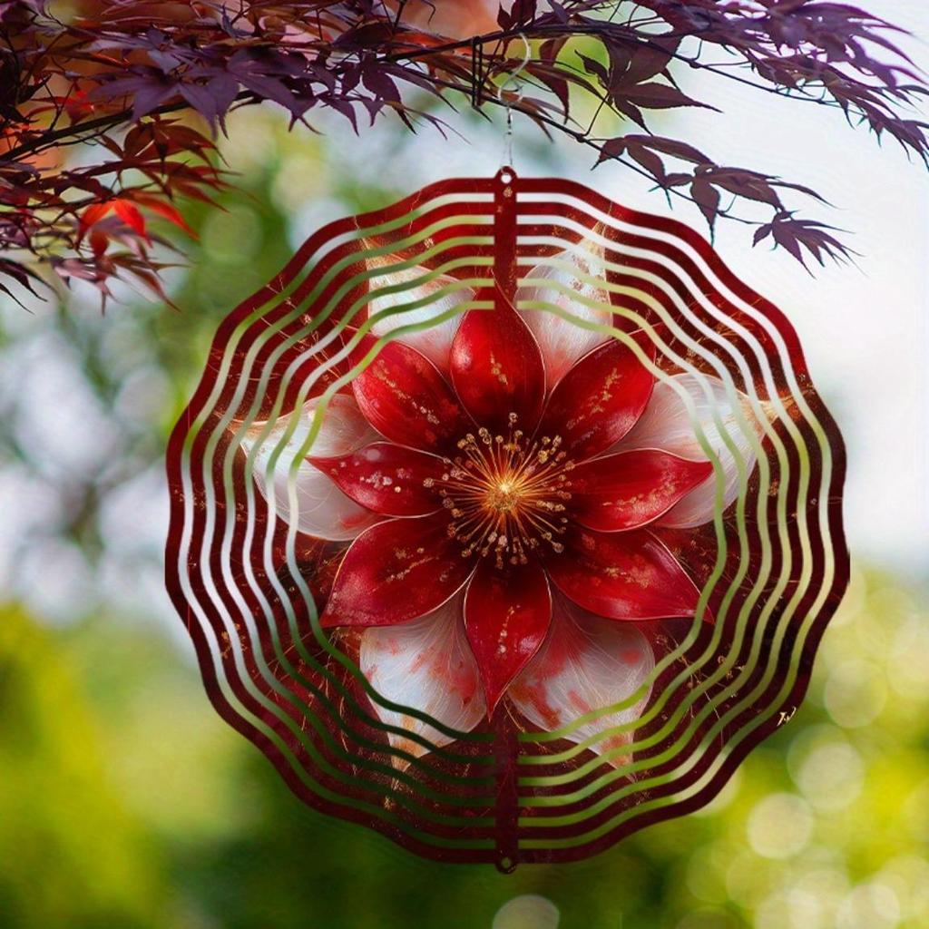 10 Inch Bohemian Wind Chime with 360 Degree Rotating Hook Vibrant Floral Design for Spring Summer Balcony Garden Yard Decoration