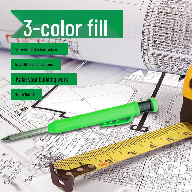 Плотницкий карандаш с глубокими отверстиями: Быстросохнущий графитовый стержень, Механический дизайн