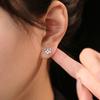 Серьги-пусеты в виде полой медной монеты, инкрустированной бриллиантами, с кошкой, женские, на удачу, милые, сладкие, серьги с бриллиантами, денежная кошка, ушная пряжка