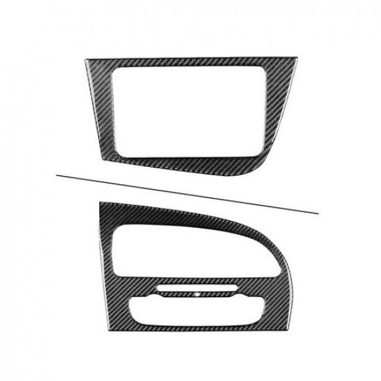 LHD Carbon Fiber Car Interior Center CD Panel Cover Trim For Seat Leon 2005-2012