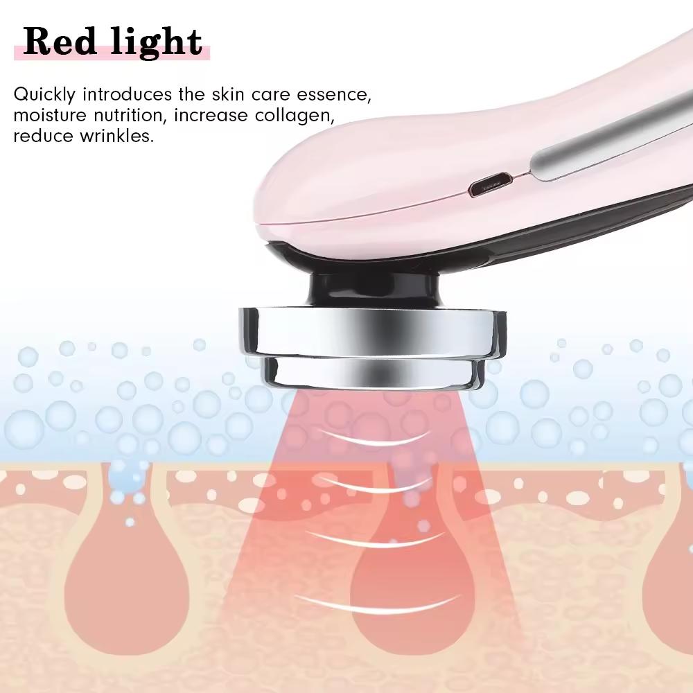 Electric Skin Firming Home Beauty Equipment Anti-aging Blue Red LED Light Therapy Face Care Eye Massage Warm Lifting