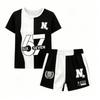 Kids Letter 67 Color Blocking Printed 10 Colors Outdoor Street Kids T-shirt and Shorts 2 Piece Set Summer Home Casual Outfit Boy and Girl's Sports Set