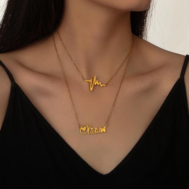 Персонализированное ожерелье из титана с подвеской в виде буквы имени из нержавеющей стали и золота для женщин, индивидуальные ювелирные изделия