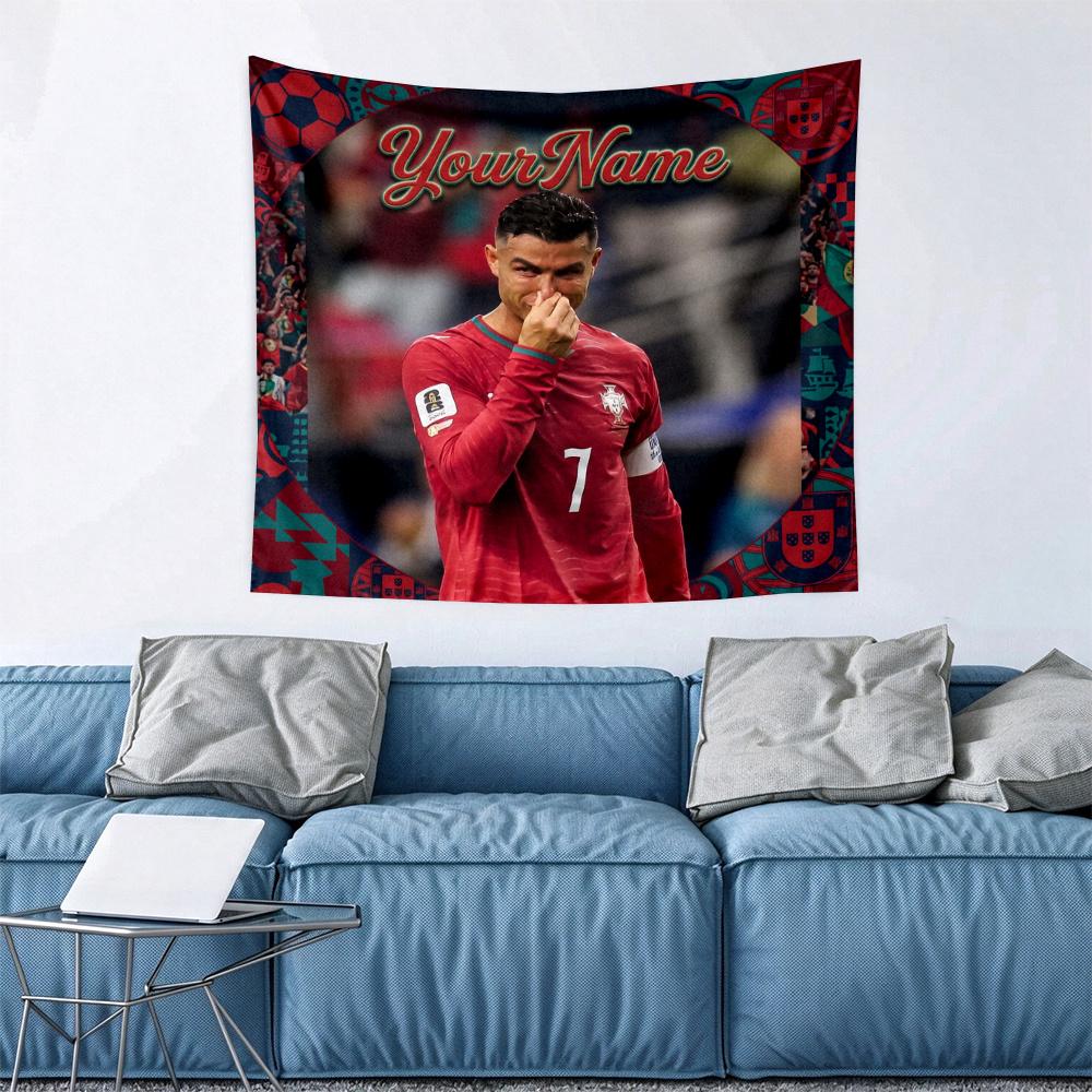 Cristiano Ronaldo Custom Your Name Wall Decor Tapestry Art For Pet Memorial Birthday Wedding Party Backdrop Family Gift