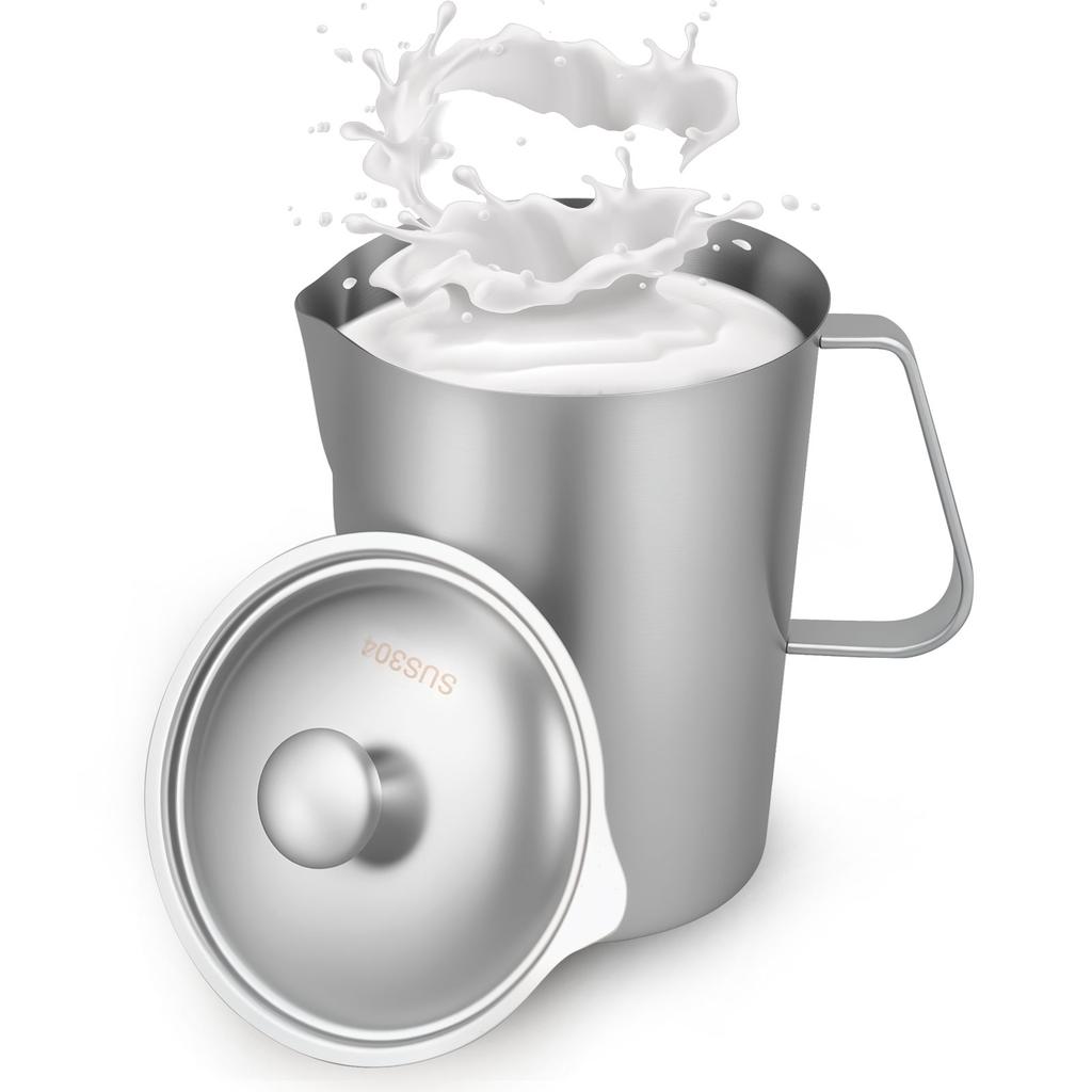 Кувшин для вспенивания молока из нержавеющей стали 2 л, Мерный кувшин, Молочник, Широкогорлый градуированный стакан с четкой маркировкой, Кофейные аксессуары