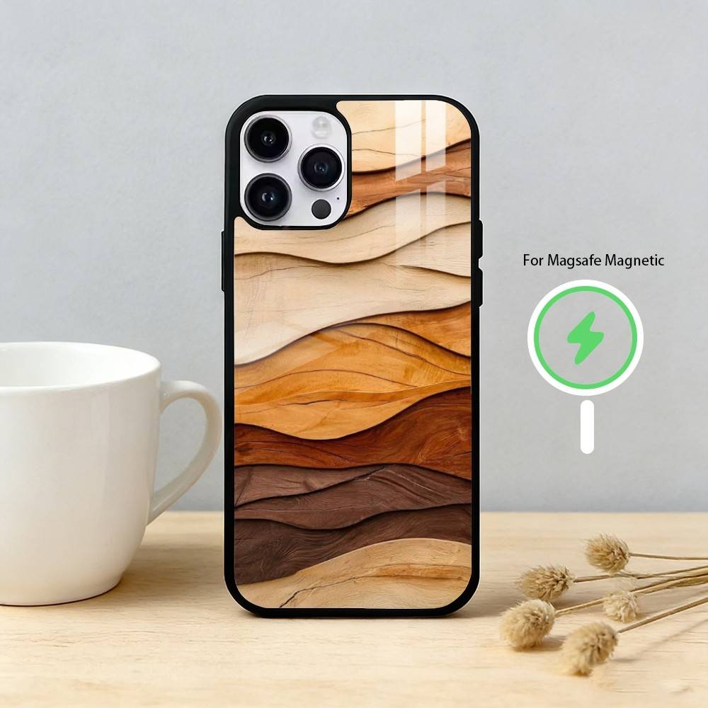 N-Чехол для телефона из натурального дерева для iPhone 17,16,15,14,13,12,Plus,Pro,Max Для магнитной беспроводной зарядки