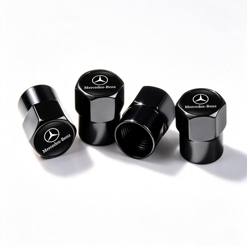 WAM3 4Pcs Car Tire Valve Cover Aluminum Alloy Car Wheel Tire Valve Caps For Mercedes Benz W210 W176 AMG CLS CLE CLA GLA GLB GLS Class