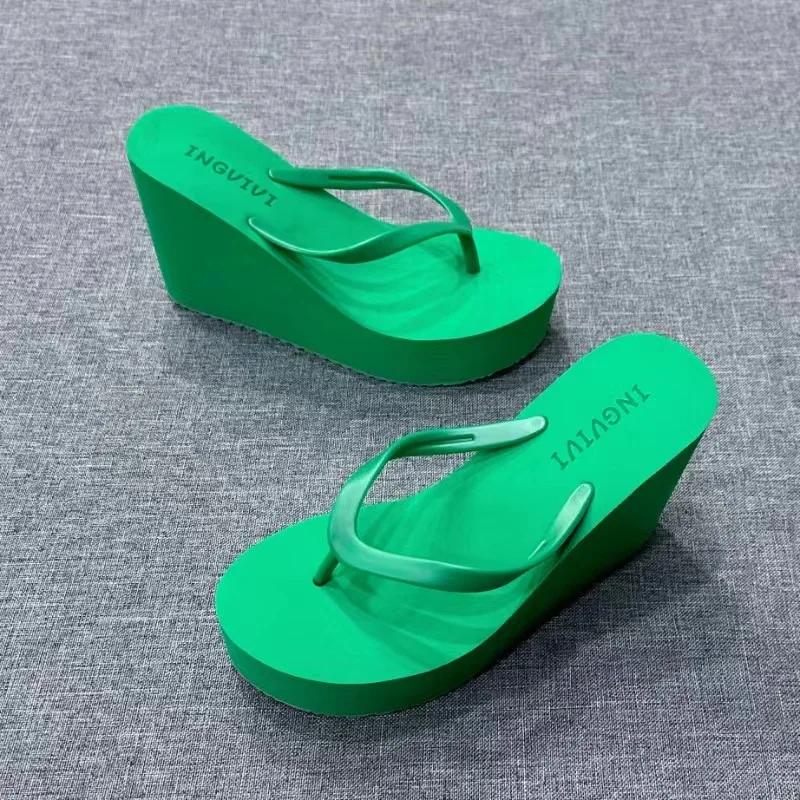 New Women Flip Flops Wedges Comfort Summer Platform Slippers Outdoor Concise Beach High Heel 9cm Casual Slides Women Slipper