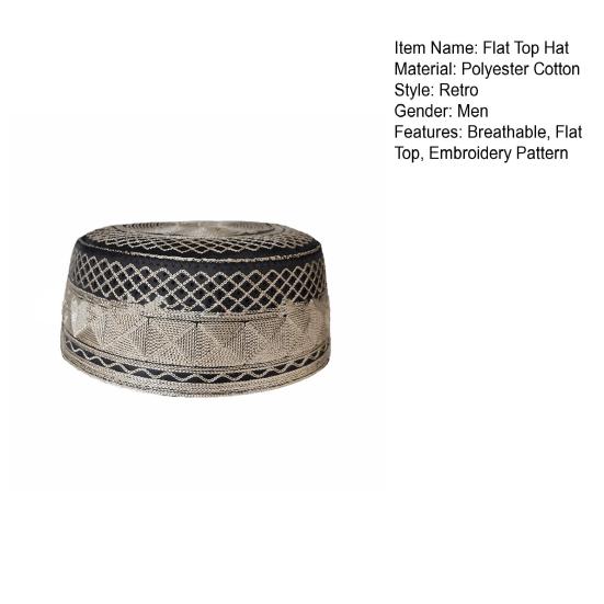 Embroidery Pattern Exquisite Workmanship Prayer Hat Flat Top Men Nation Bowler Hat