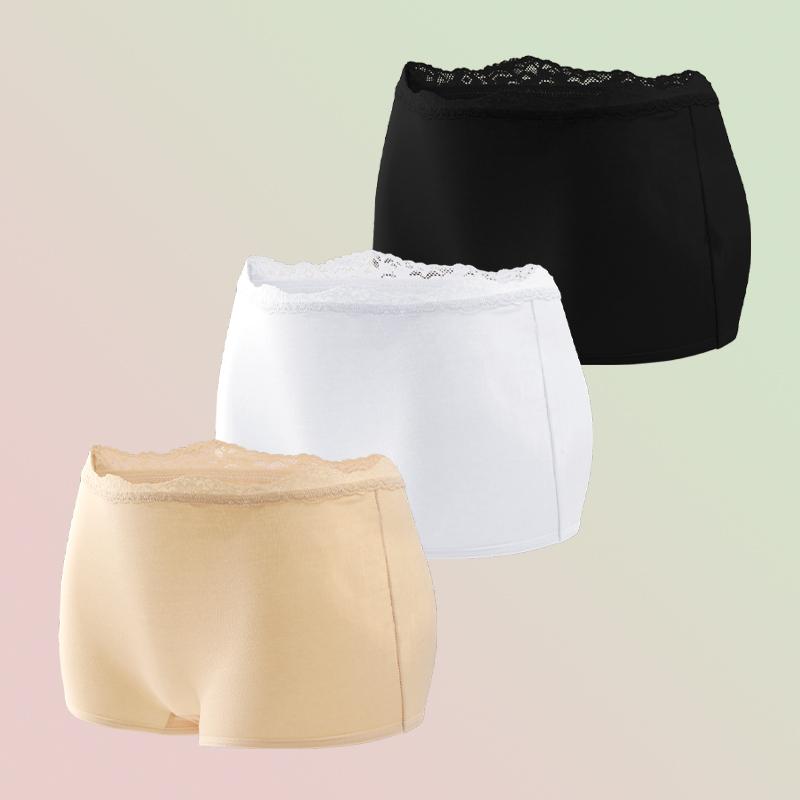 3pcs/set Cotton Boxers Underwear For Women Ladies Sexy Lace Safety Short Pants Seamless Large Size Boyshorts Low Waist Lingerie