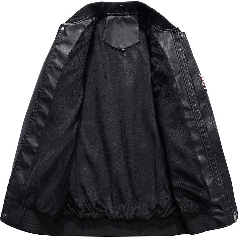 Мужская бейсбольная кожаная куртка с воротником-стойкой, весенне-осенняя куртка из искусственной кожи, модная повседневная кожаная куртка, мотоциклетная куртка
