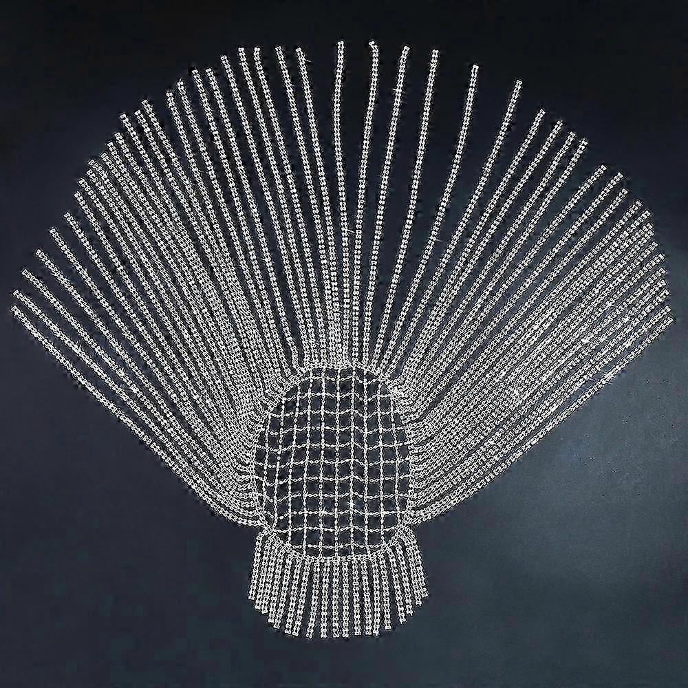 Stonefans Gorgeous Long Tassel Headpiece Rhinestone Hair Chain Headband Bling Bridal Hat Women Crystal Hollow Head Chain JewelryZZ50