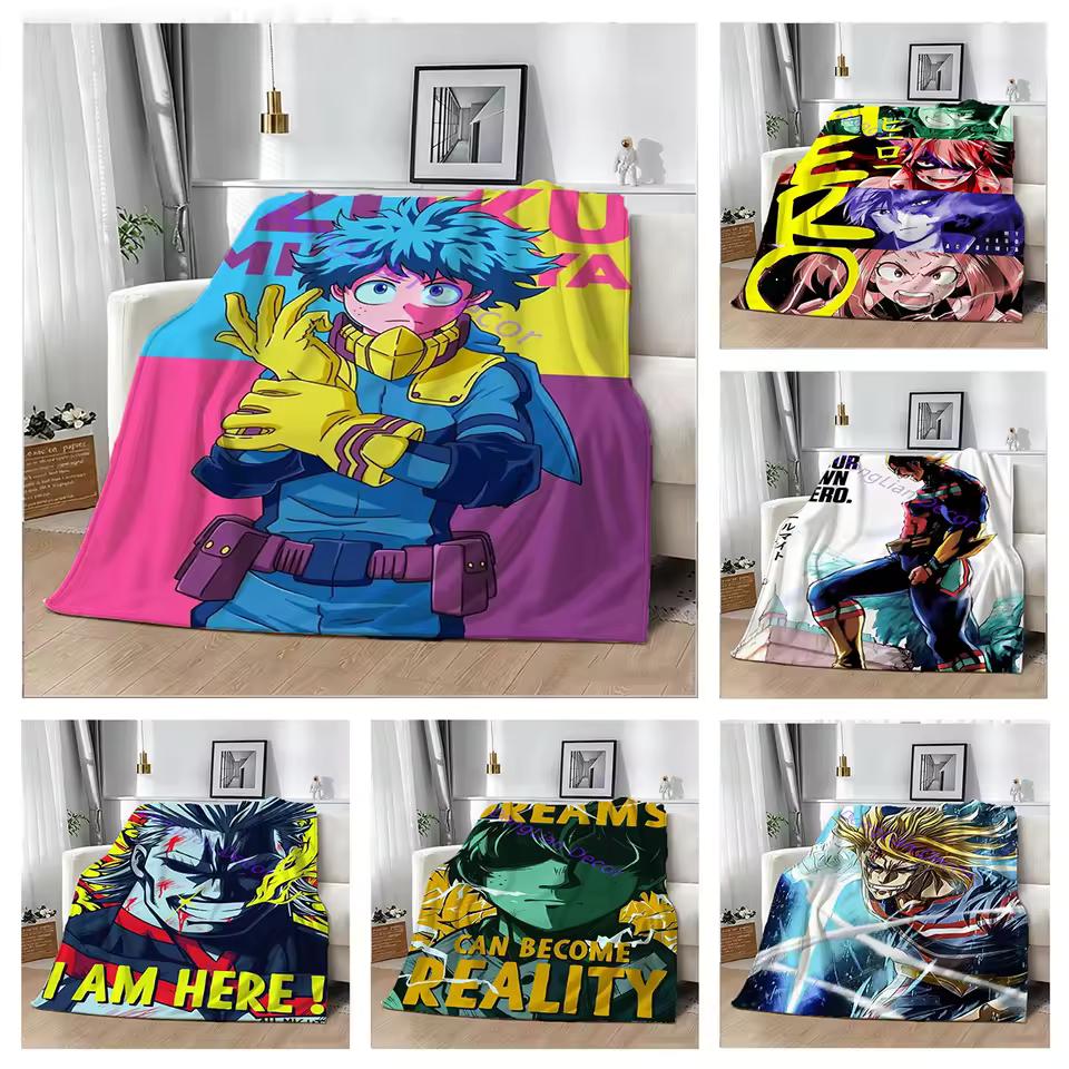 Anime My H-Hero A-Academia Movie Flannel Blanket Soft Throw Art For Home Decor Bedroom Sofa Naps Picnic Gifts Halloween Present