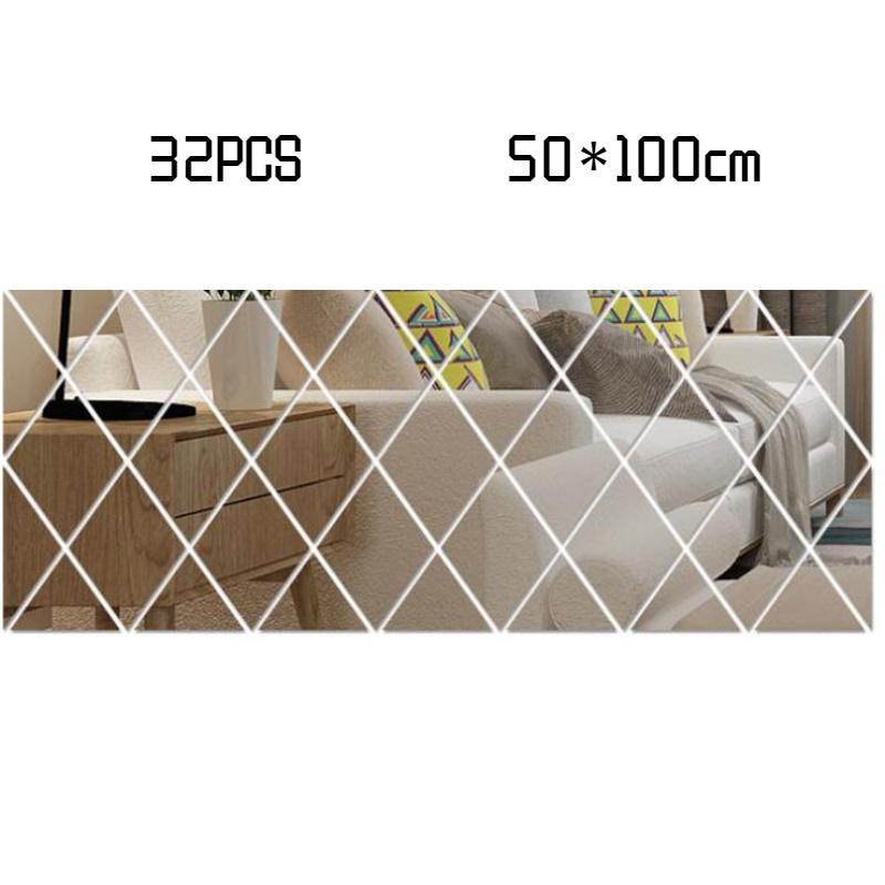 Factory Wholesale Cross-border Diamond Combination Living Room Tv Sofa Background Wall Acrylic Mirror Decorative Wall Sticker