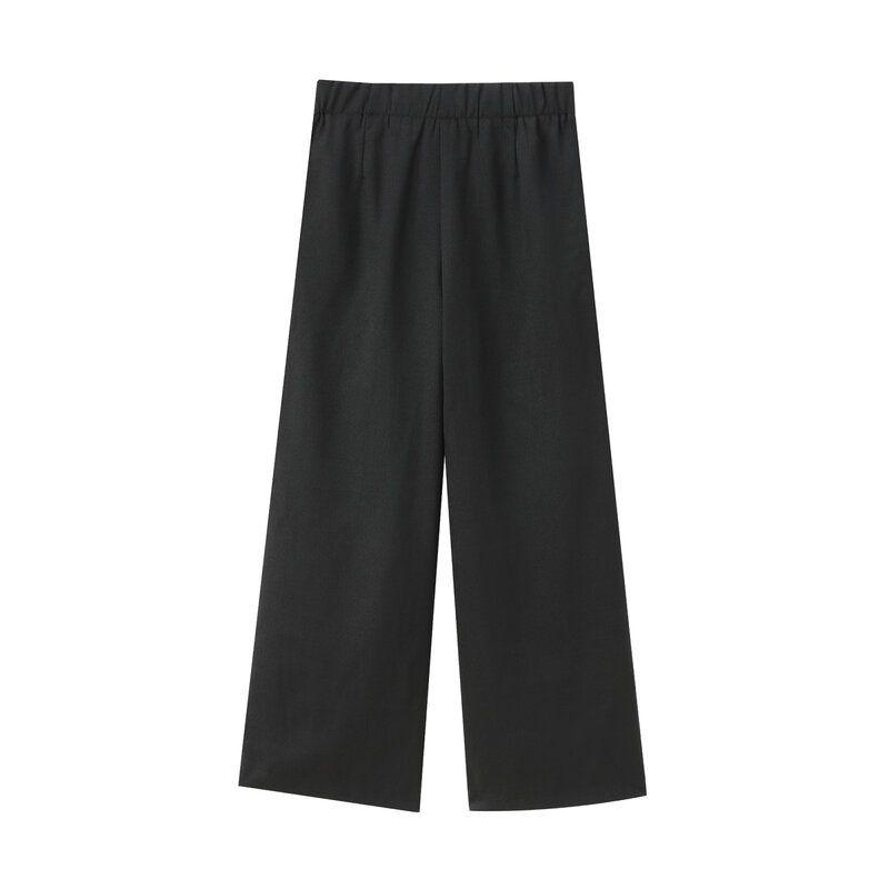 Fashion Style 2024 Autumn New Women's Black Elegance Sleeveless Vest Style Tops High Waist Pants 8297201