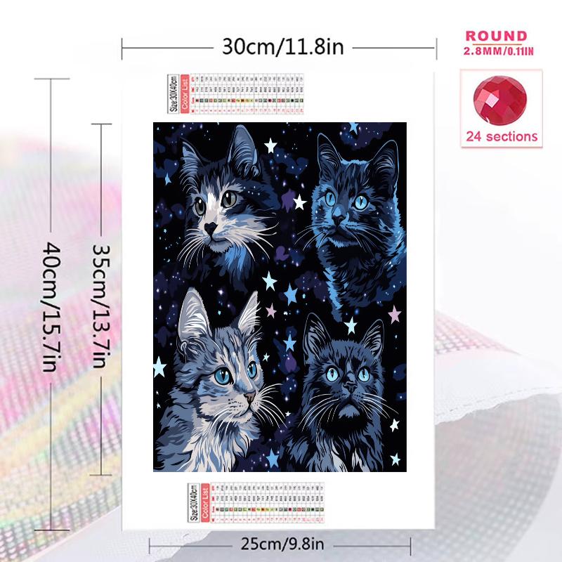Black American Shorthair cat Pattern 3pcs 100% Round Full Drill 5D DIY Diamond Painting Embroidery Cross Stitch Rhinestone Décor