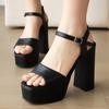 Platform Women's Sandals Summer Shoes Ankle Strap White Black Block High Heels Flip Flops Female Party Dance Shoes Large Size