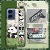 Panda Back Cover Phone Case For MOTO G24 Power Wrist Strap Lanyard Shockproof Fashion Design Durable Anti-dust Ring Cute