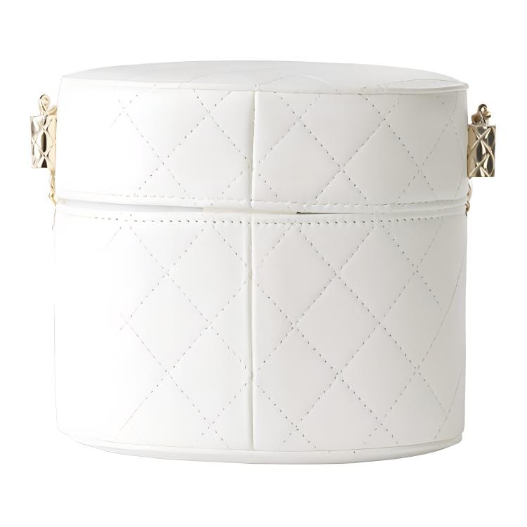 CHANEL Sheepskin Cylinder Bag, Makeup Bag, Shoulder Bag, Crossbody Bag Medium Women's White AP1616-B03686-10601