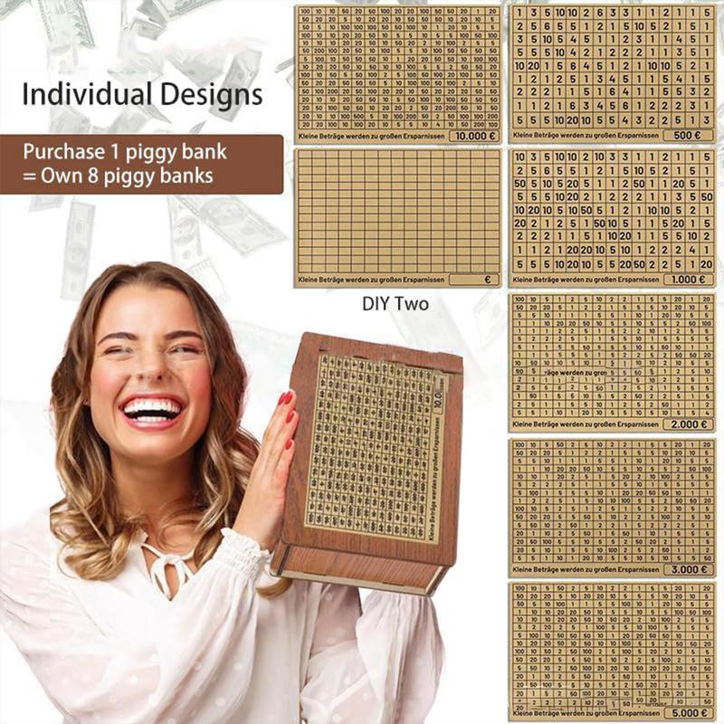 Деревянная копилка для денег со счетчиком, копилка для экономии денег, деревянная копилка с многоразовой копилкой с целью сбережения
