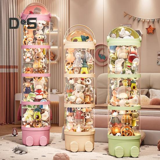 Transparent Vertical Toy Organizer Doll Storage Bucket Large Capacity Dustproof Easy To Install Vertical Stuffed Animal Storage Tube