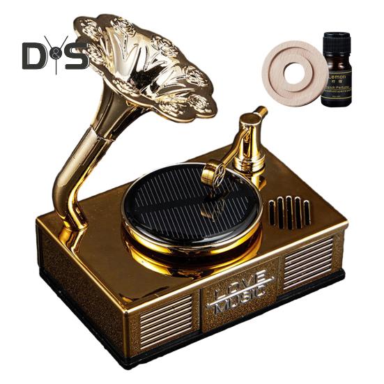 Автомобильный освежитель воздуха на солнечной энергии, винтажный фонограф, проигрыватель пластинок, длительный аромат, авто ароматерапевтический диффузор, орнамент, аксессуары для салона автомобиля
