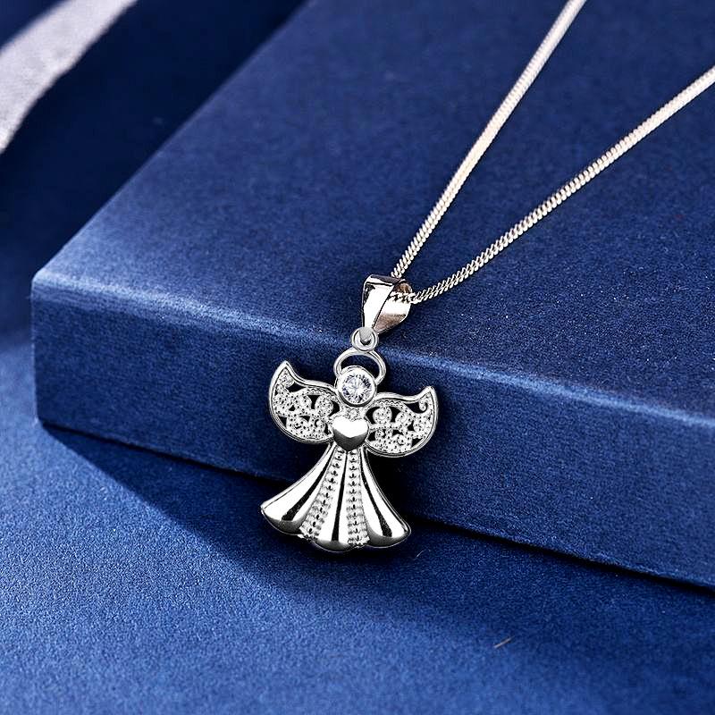 Аксессуар S925 Sterling Silver Angel Wings Подвеска Модное изысканное ожерелье с крыльями циркона