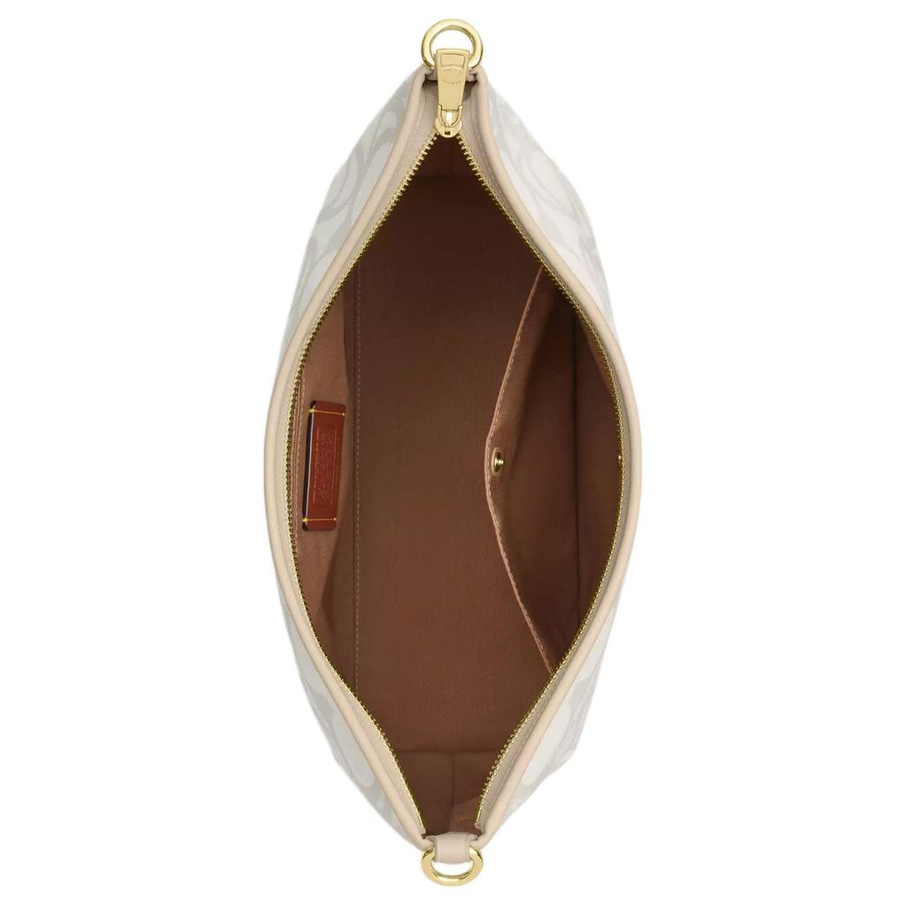 Coach White Signature Canvas Convertible Hobo Shoulder Bag for Daily Use