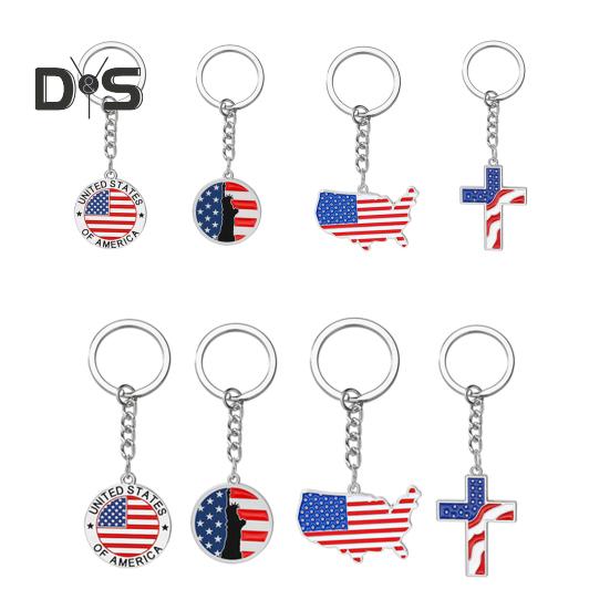 1/4 шт. Сохраните Америку великой снова, брелок в форме креста Богини с узором флага США, металлический брелок для политических энтузиастов