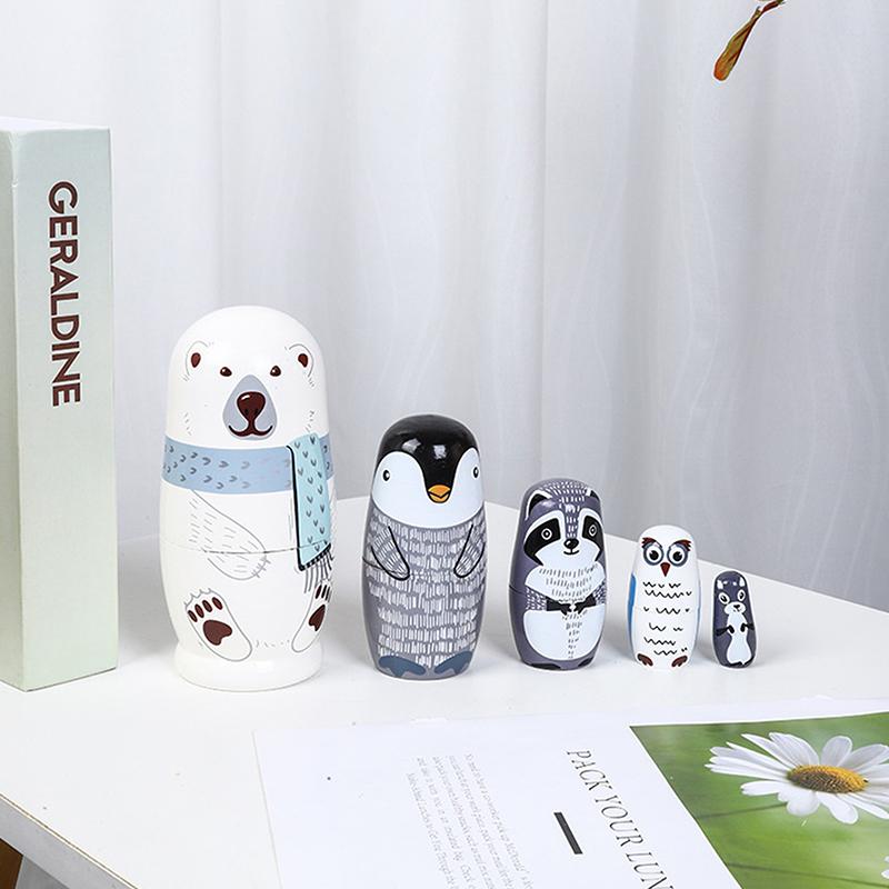 Hand Paint Toys Nesting Dolls Figurines Decorations Wooden Matryoshka Toys Craft Collection Handmade Stacking Dolls