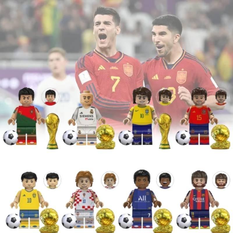 Soccer Star Series Team Building Blocks Set Small Plastic Pieces