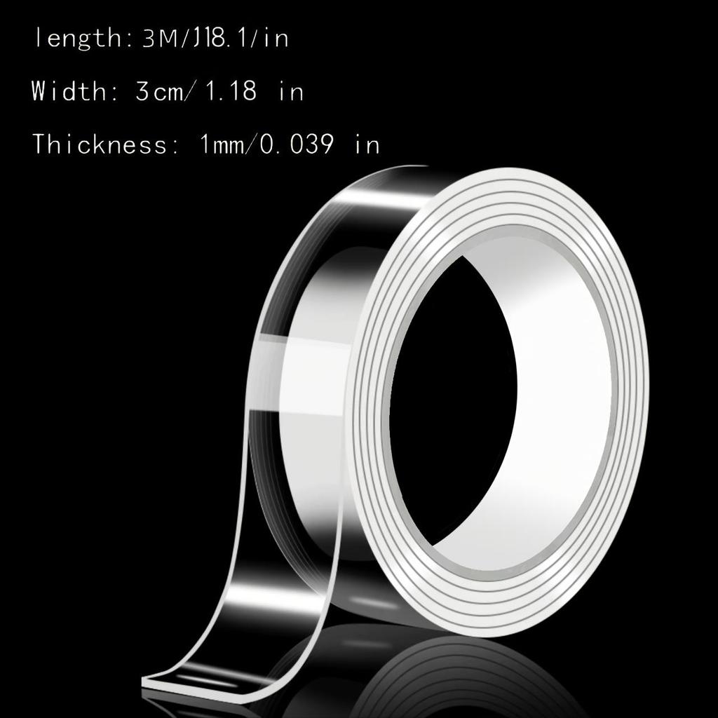 3Pcs Heavy-Duty Nano Double-Sided Tape ,Residue-Free and Washable Strong Adhesive Strips Suitable for Home,Office and Car UsePinstriping Tape 3