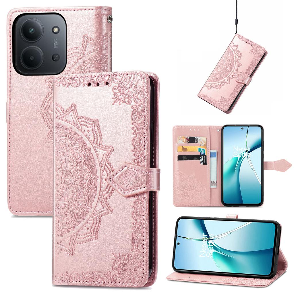 Чехол для телефона Xiaomi Redmi 15C 4G (США) (173мм)/15C 5G (США) (173мм)/Poco C85 4G (173мм) Кошелек Цветок Мандалы Кожаная Обложка Подставка Просмотр