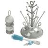 BEABA, Baby Gift Set, Tree Bottle Drying Rack Grey + Milk Powder Dispenser Box Light/dark Mist + Silicone Bottle Brush + Cotton Bib Tropical