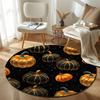 Folk Round Skull Multicolor Area Rug, Non-Slip Floor Mat for Dining Room