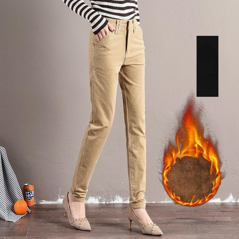 Осень-зима, новые вельветовые брюки для отдыха, теплые тонкие винтажные брюки с высокой талией, женские брюки, вельветовые толстые бархатные брюки, женские брюки-карандаш