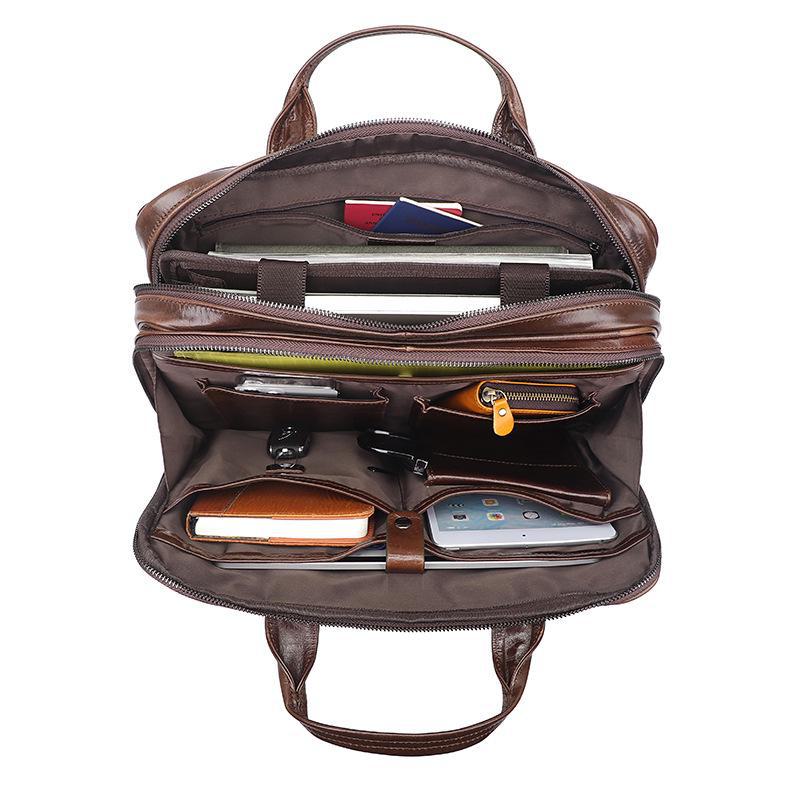 Jiameida мужской портфель большой емкости из натуральной кожи и деловая сумка для ноутбука