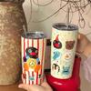 Новая мультяшная кофейная кружка, большая емкость, вакуумная бутылка для воды из нержавеющей стали, животные, питьевая, термоизолированная, с соломинкой, подарки