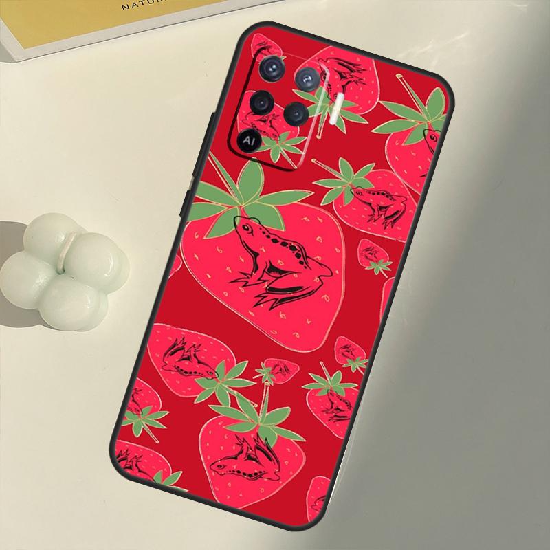 Чехол Cottagecore Fruit Strawberry Frog для OPPO A74 A94 A54 A1K A15 A16 A52 A72 A83 A91 A93 A53S A5 A9 A31 A53 2020, чехол