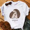 Hedgehog T-Shirt Women Funny Novelty Cartoon T-shirt Girl Fashion Design Summer Short Sleeve Tops Lady Tees