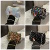 Solid Color Sequins Crossbody Bag Simple Chain Small Square Bag Handbag Underarm Bag Evening Clutch Bag