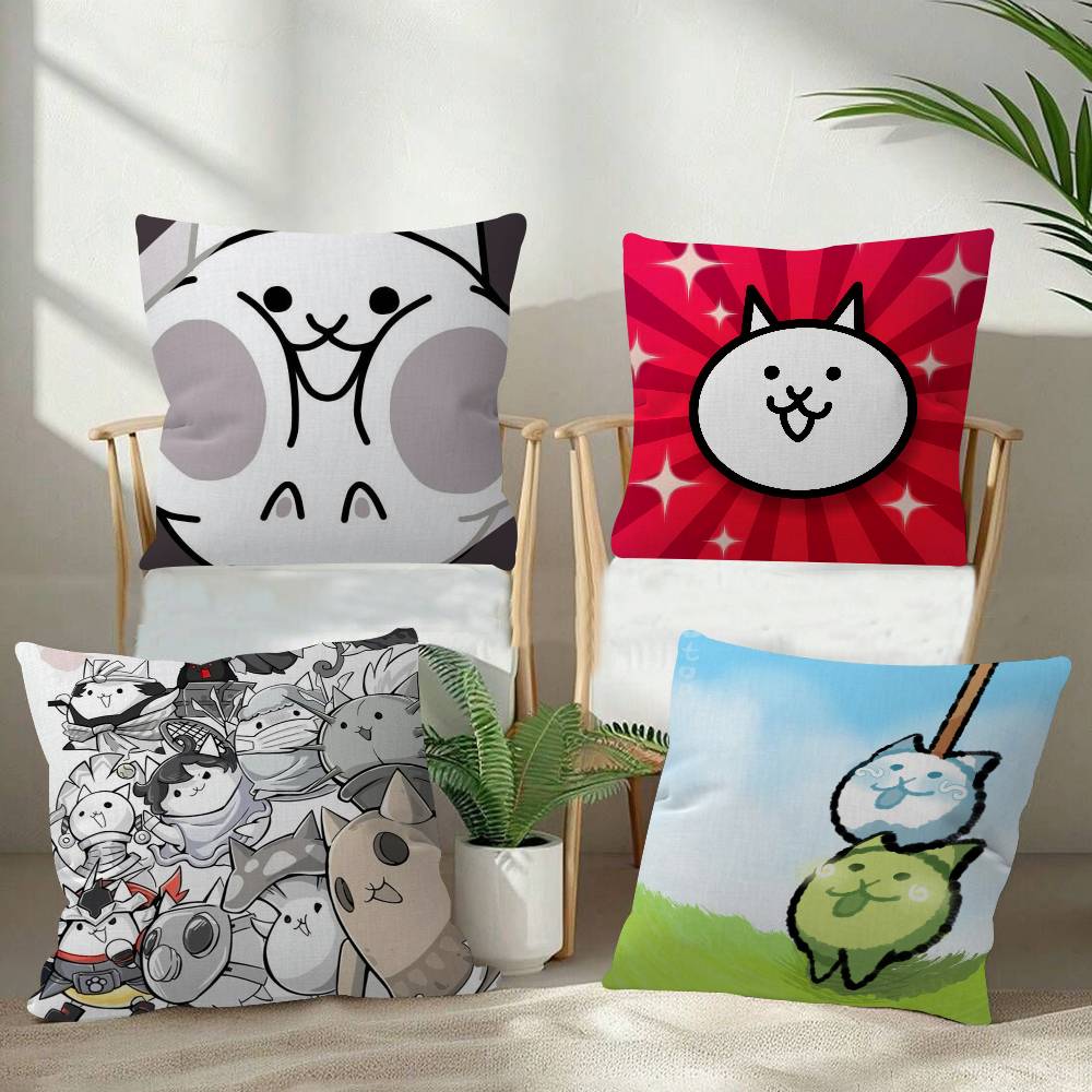 Game BBattle Cats Anime Cushion Cover Car Throw Pillow Case For Sofa Car Christmas Gift 40x40cm 45x45cm