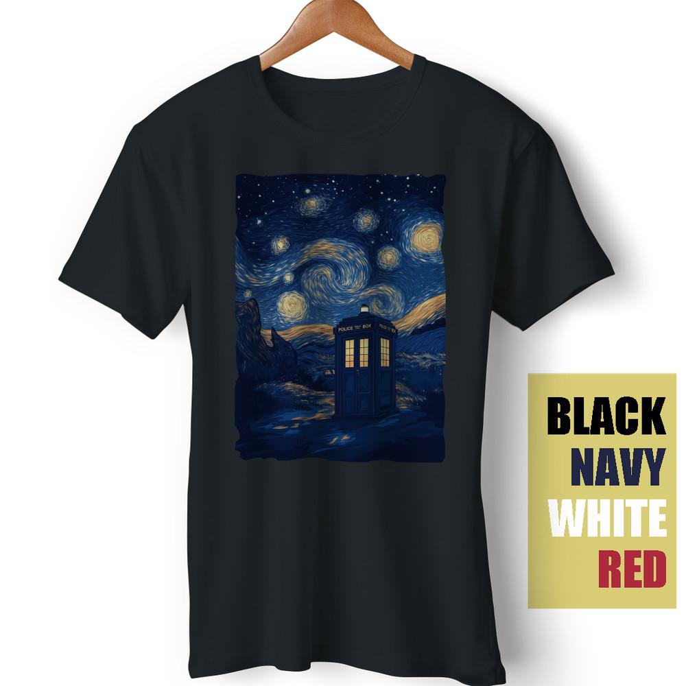 The Starry Night Tardis TV Series Vincent van Gogh Meme Funny Gift T-Shirt Unisex T-Shirt