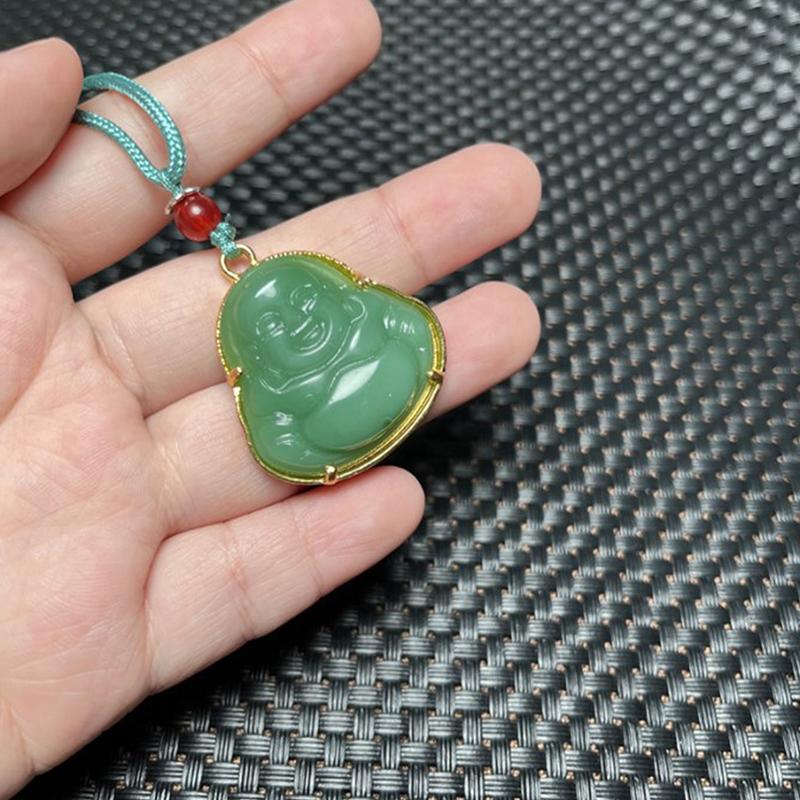 Зеленый Белый Будда Ожерелье Для Женщин Изысканный Китайский Стиль Майтрейя Будда Ожерелье Подвеска Женский Амулет Индуизм Подарки