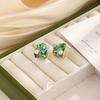 The Wizard of Oz~ 11K Mori-plated green crystal butterfly earrings, small fresh temperament stud earrings, design ear jewelry