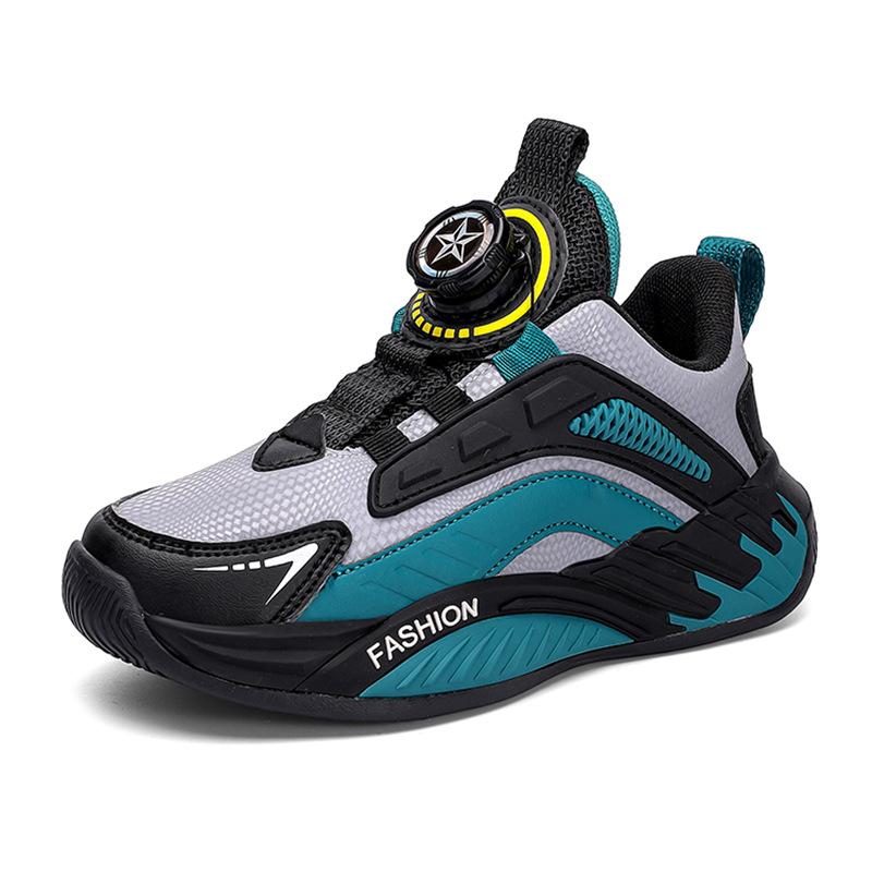 Детская обувь Мальчики 2025 Весна и Осень Кроссовки с поворотной пряжкой Кожаные водонепроницаемые для учеников начальной школы Беговые кроссовки для детей старшего возраста