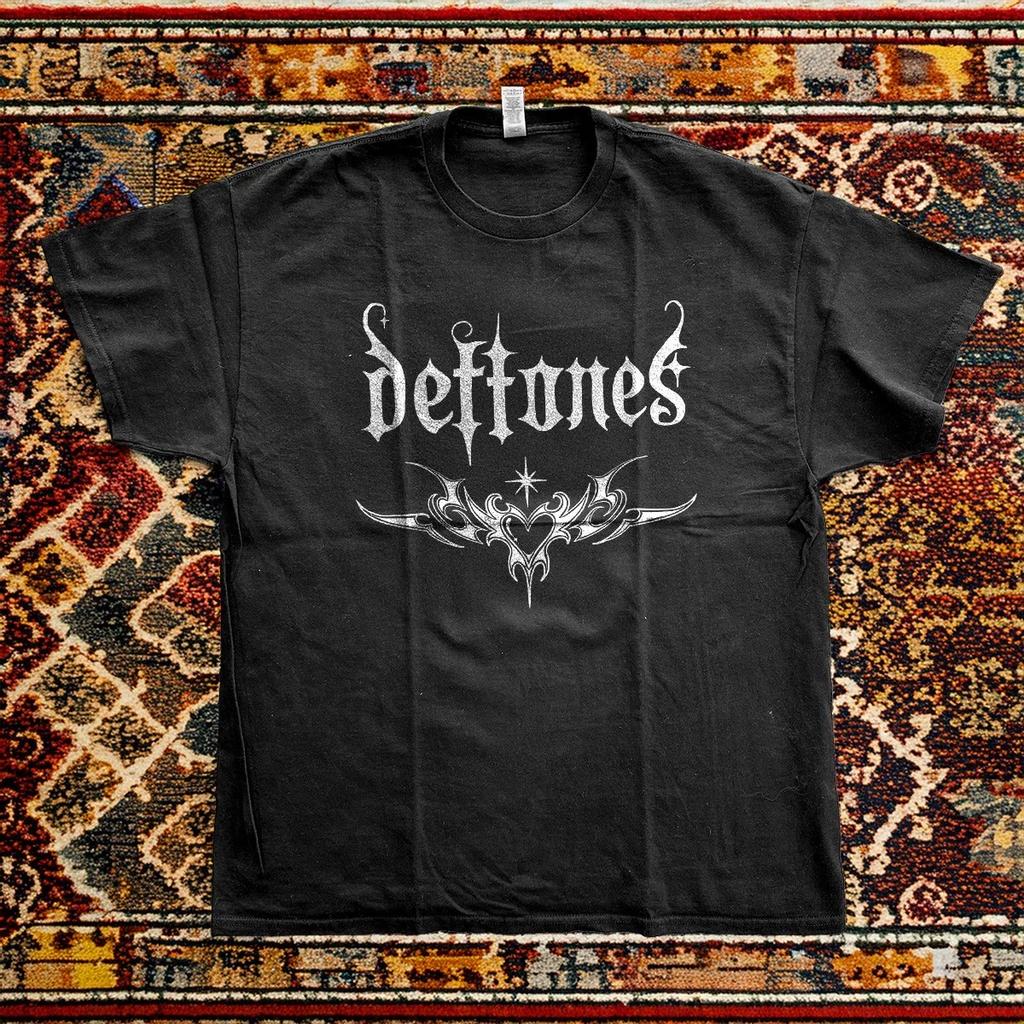 Deftones Band Logo Gothic Heart T-Shirt Black T-shirt Size S-