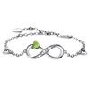Bracelet with a Green Crystal and an Infinity Motif - 925 Silver - The Perfect Necklace for Every Woman