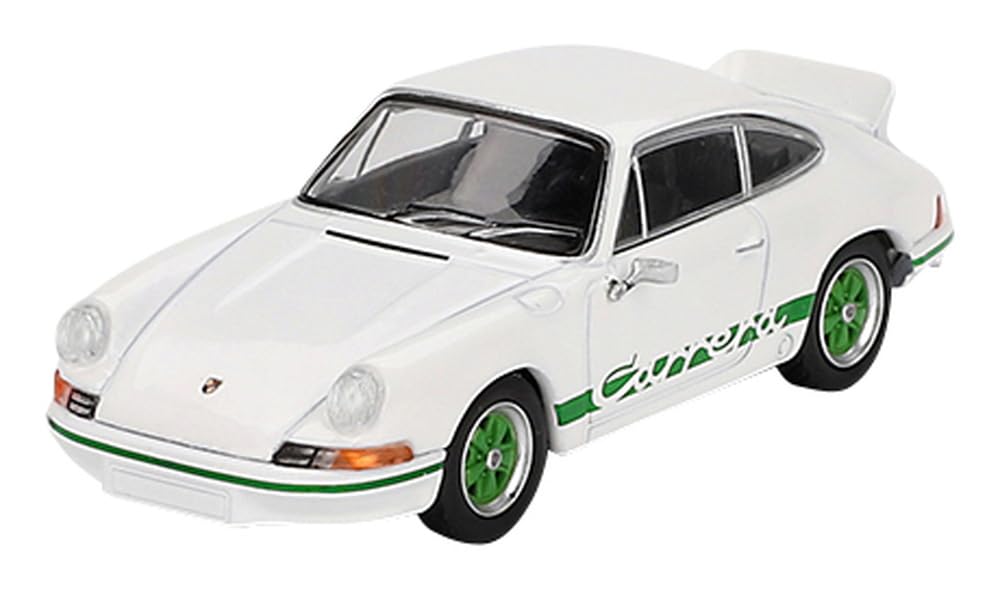 MINI GT 1/64 Porsche 911 Carrera RS 2.7 Grand Prix Бело-зеленая ливрея (Левый руль) Готовый продукт